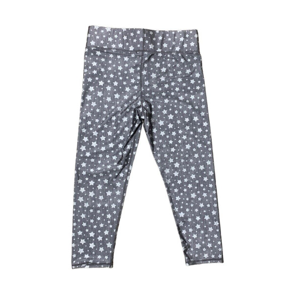Terez Cropped Leggings Yoga Pants Size Large Hi Shine Star Light Gray White NEW - Picture 5 of 6